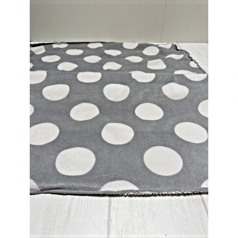 Circo Gray White Polka Dot Plush Baby Blanket Lovey Sherpa Back 40 x 30